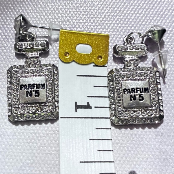 Elegant Silver Perfume Bottle Earrings - Picture 5 of 6